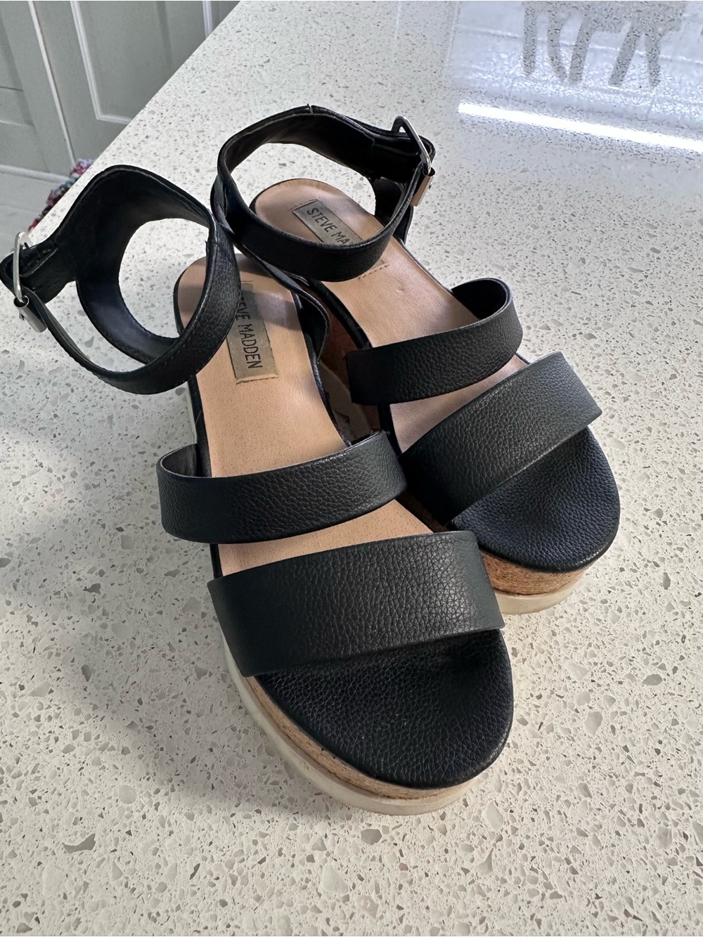 Steve Madden black wedge heels size 6